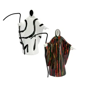 Whimsical Hooded Grim Reaper Figurine - A modern resin art piece reminiscent of the classic Grim Reaper image, an artistic statement and a symbol of unique style, making it an eye-catching home and Halloween decoration.