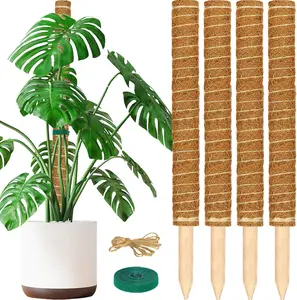 Moss Pole, 4 Pack 17inch Monstera Plant Support Stackable Moss Poles for Plants, Coir Totem Pole Tall Moss Pole for Climbing Plants, Sphagnum