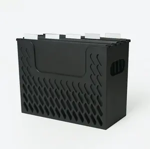 Portable Black File Organizer Box with 5 Hanging Folders, Letter Size