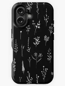 Soft Cactus Black Wildflowers Pattern Iphone Case Phone Case Phone Cases Phone Cover Hard Case Tough 2-Piece Phone Case