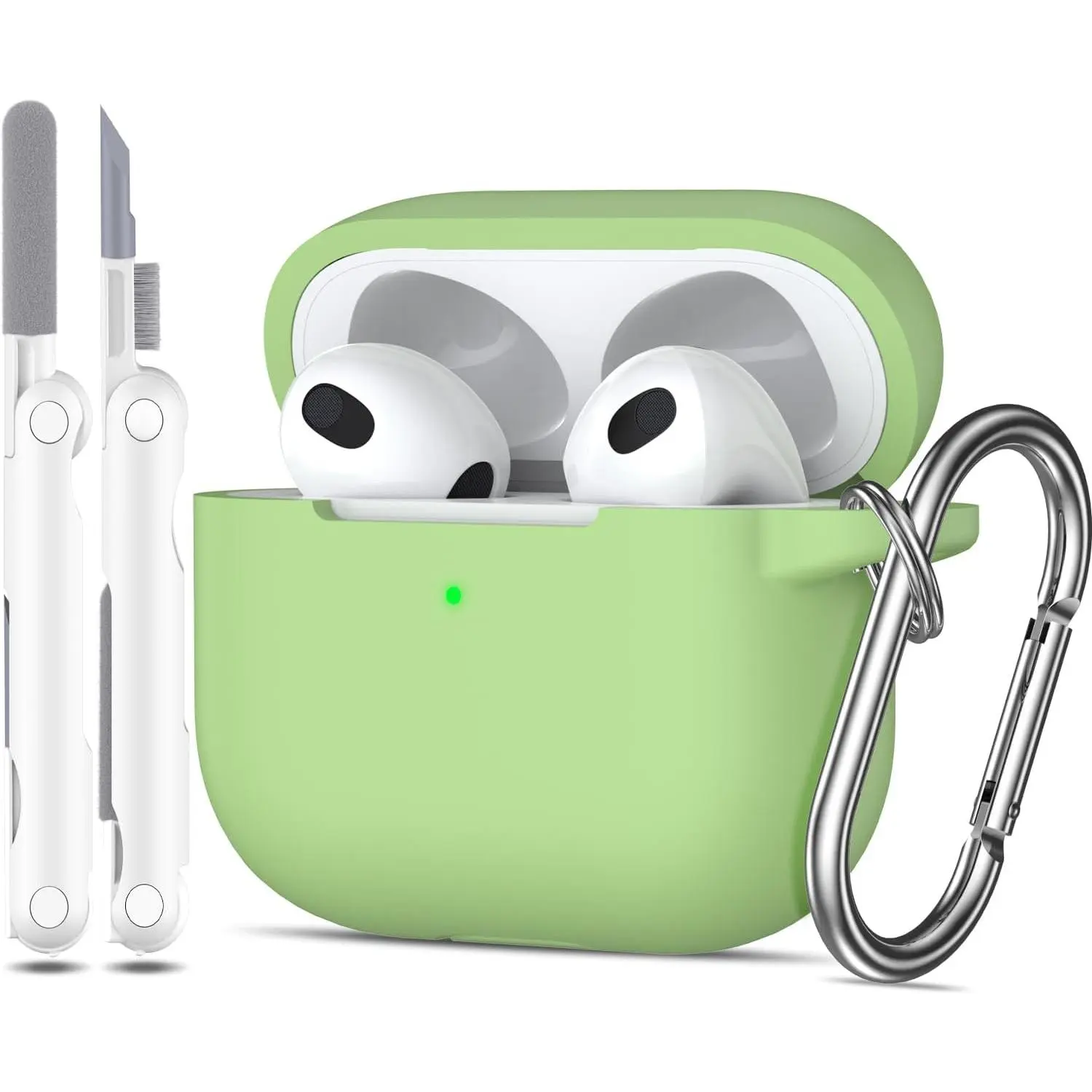 Tactical Military Grade Soft Silicone Shockproof Protective Case Cover for 2021 AirPods 3rd Generation, Includes Keychain and Cleaning Kit, Offers Reliable Protection