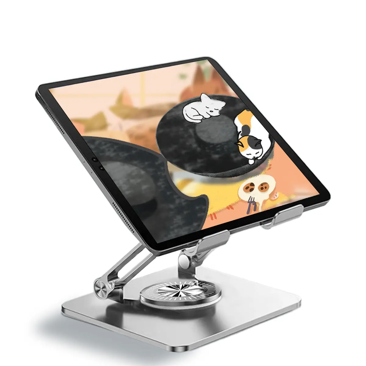 360° Rotatable iPad Holder Stand, Height Adjustable Desktop Tablet Bracket,Metal iPad Stand, Portable & Foldable Non-slip Tablet & Phone Holder,iPad Stand for Drawing,Gaming,Study,Office