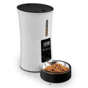 4L Programmable Automatic Cat Feeder for Dogs & Cats, Dispenses 6 Meals with Drying Agent Bag, Dual Power Supply & 10s Voice Recorder