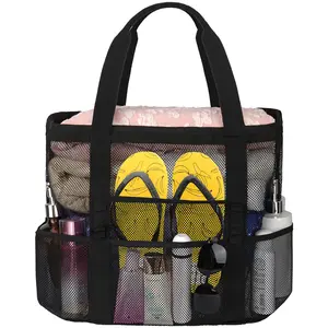 wanchel Mesh Beach Bags for Women - Plus Waterproof Sandproof Tote Bag with 8 Pockets and 1 inner Zipper Closure Pockets tiktokshopspringglowup