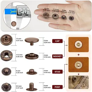 120 Set Snap Fasteners Kit for Leather 12mm Metal Button Snaps Press Studs with 4 Setter Tools, 1 Hammer, 4 Color Leather Snaps for Clothes, Jackets, Jeans Wears, Bracelets, BagsGift