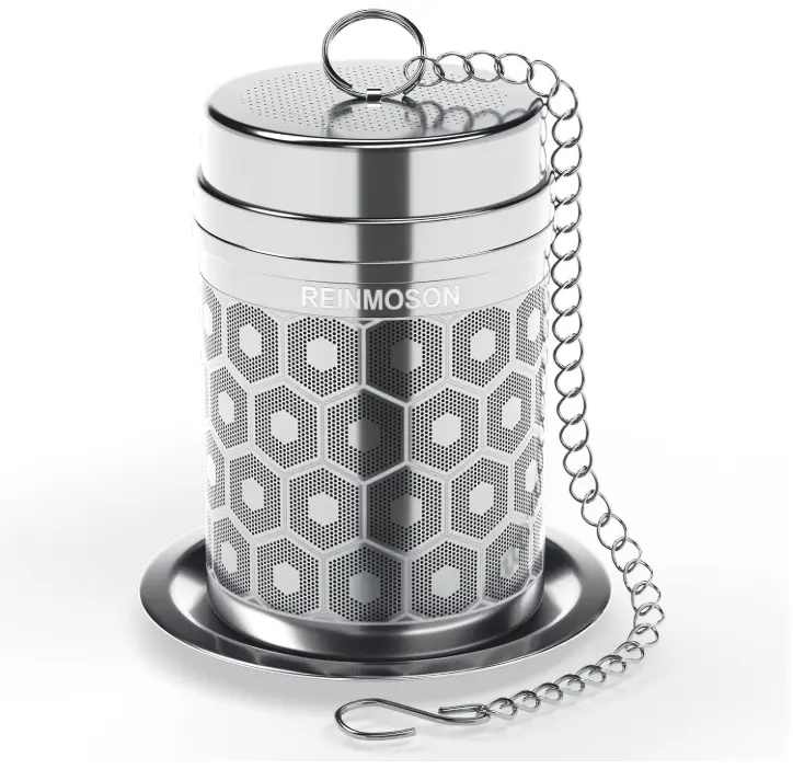 Reinmoson Tea Strainers for Loose Tea, Extra Fine Mesh Tea Infuser, 304 Stainless Steel & Updated Slim Threaded Lid, Loose Leaf Tea Steeper for Black Tea, Rooibos, etc