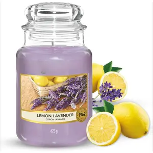 Scented Candle | Lemon Lavender Large Jar | Long Burning Candles: up to 150 Hours | Perfect Mothers Day and Easter Gifts for Women