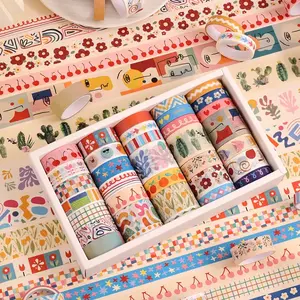 32/35 Rolls Washi Tape Set - Colorful Floral & Pattern Designs, Waterproof, Non-Toxic, Ideal for Scrapbooking, Journaling, and Crafting, Crafting Supplies | Vibrant Patterns | Waterproof Tape
