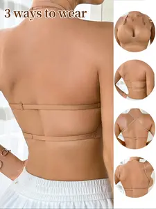 Women's Sexy Backless Strapless Mesh Bra, Seamless Wireless Push-Up Fit Bra, Detachable Pads, Adjustable Straps, Breathable Comfort