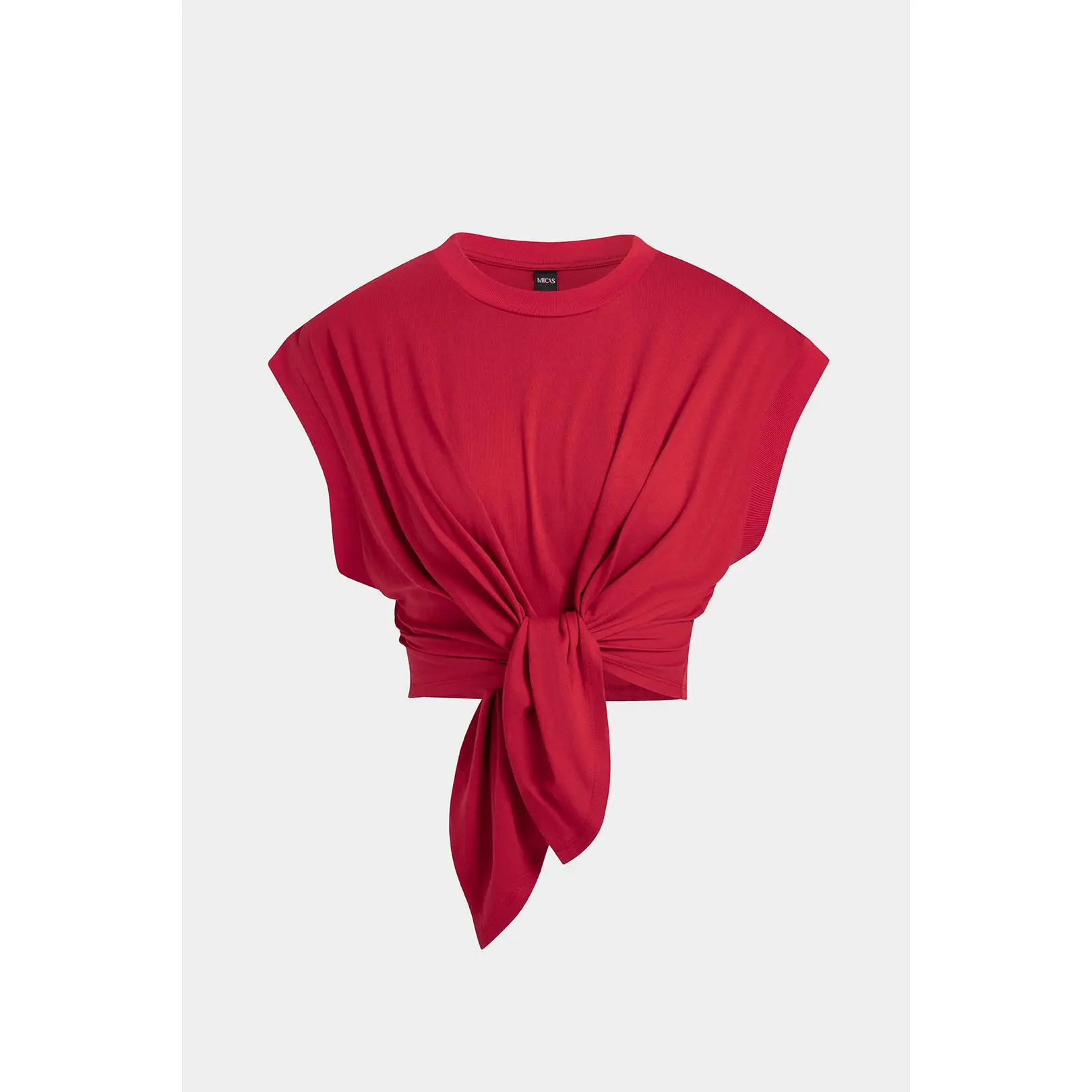 Solid Ruched Tie Front T-Shirt