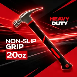 20 oz Claw Hammer with Magnetic Nail Starter,Indexing Rip Claw,Forged Steel Head,Shock-Absorbing TPR Grip,Heavy Duty Framing & DIY Tool