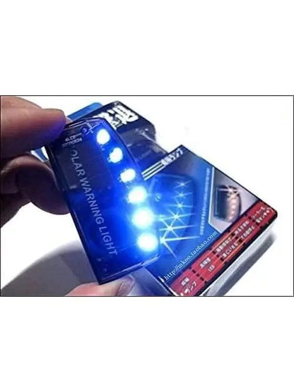 1pc Solar Car Burglar Alarm 6LED Flashing Anti-Theft Warning Light GSPX D141 (Blue)