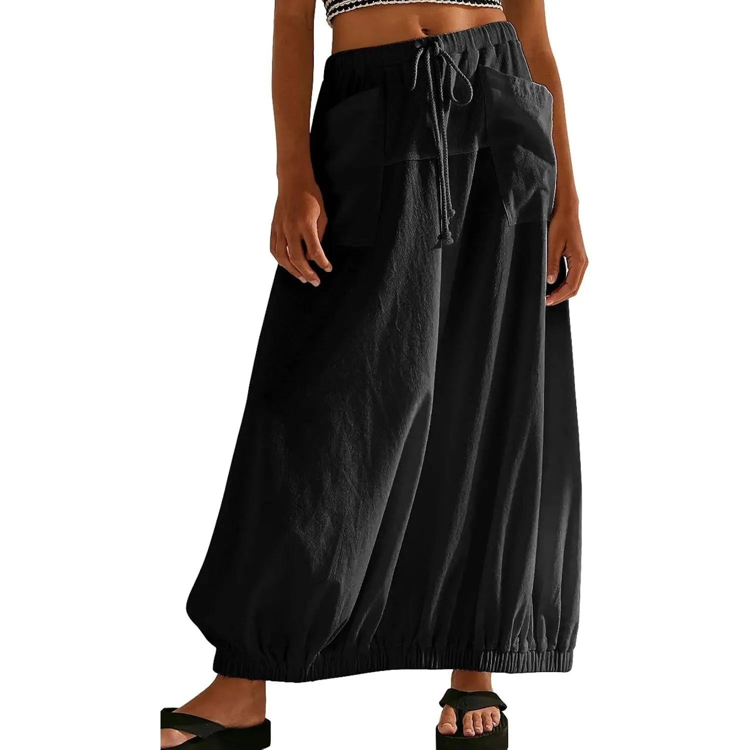 Women's Baggy Parachute Skirt Comfy Casual Cotton Y2K Cargo Maxi Long Skirt(Gift)