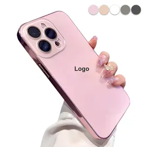 Full Camera Protection Electroplated Phone Case, Shockproof Protective Cover Compatible with iPhone 17/16/15/14/13/12 Pro Max, Original Color Pink Smartphone Casing