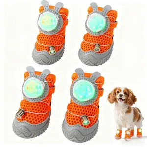4-Piece LED Light-Up Dog Boots for Small Dogs - Anti-Slip, Adjustable Stay-On Puppy Booties for Night Walking Safety, Paw Protection & Outdoor Use, Cute Comfortable Pet Paw Protectors