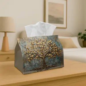 JIT 1PC Tissue Box Holder Empty dark red decorative frame - Multifunctional Napkin Dispenser for Home, Party, Car Decor - Decorative Tissue Paper Organizer, Living Room, Bedside Table - Compatible with Tissues/Roles/Sheets