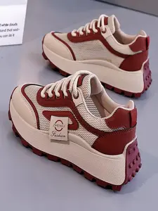 Women's Platform Sneakers Breathable Mesh Retro Chunky Shoes Casual Walking Shoes Comfortable Height Increasing Fashion Sneakers for Women 2026