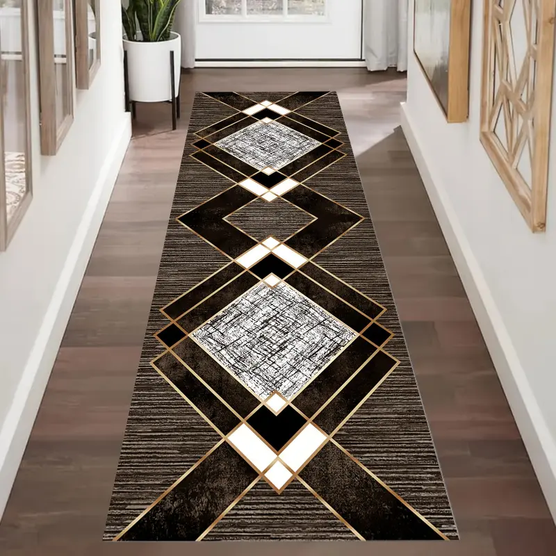 [Geometric Striped] Modern Geometric Striped Long Corridor Mat |   1pc |   Multifunctional Home Decorative Mat |   Suitable for Hallway, Bedroom, Laundry Room, Porch, Kitchen and Bathroom, Leisure Area