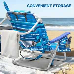 PUKAMI Backpack Beach Chairs for Adults,1/2 Pack Folding Heavy Duty Camping Chair with Large Pockets and Cup Holder,Adjustable high Lounge Towel Rack Outdoor,Travel Portable Stool