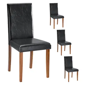 Leather Upholstered Modern Dining/Side Chair with Sleek Wooden Legs Leather Upholstered Modern Dining/Side Chair with Sleek Wooden Legs