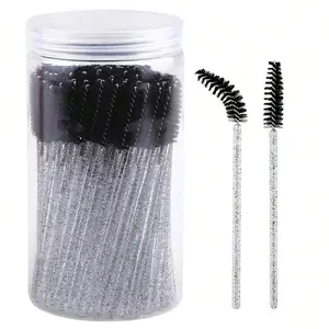 100/50/10pcs Eyelash Brushes, Mascara Wands with Container, Bendable Disposable Eyebrow Spoolies, Lash Brush for Lash Extensions, Multiple Colors
