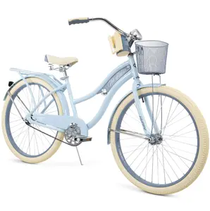 Huffy, Nel Lusso Classic Cruiser Bike with Perfect Fit Frame, Women's, Light Blue, 24/26 Inch