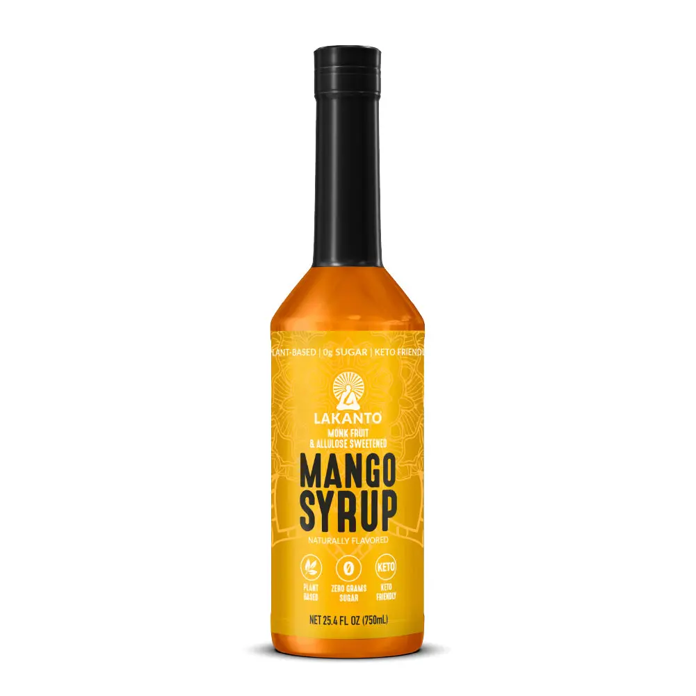Lakanto Simple Flavoring Syrup - Monk Fruit Sweetener with Allulose, Perfect for Coffee, Tea, Cocktails, Snow Cones, Sodas, Other Beverage Drinks, Keto, Vegan (Mango - 25.4 fl oz)