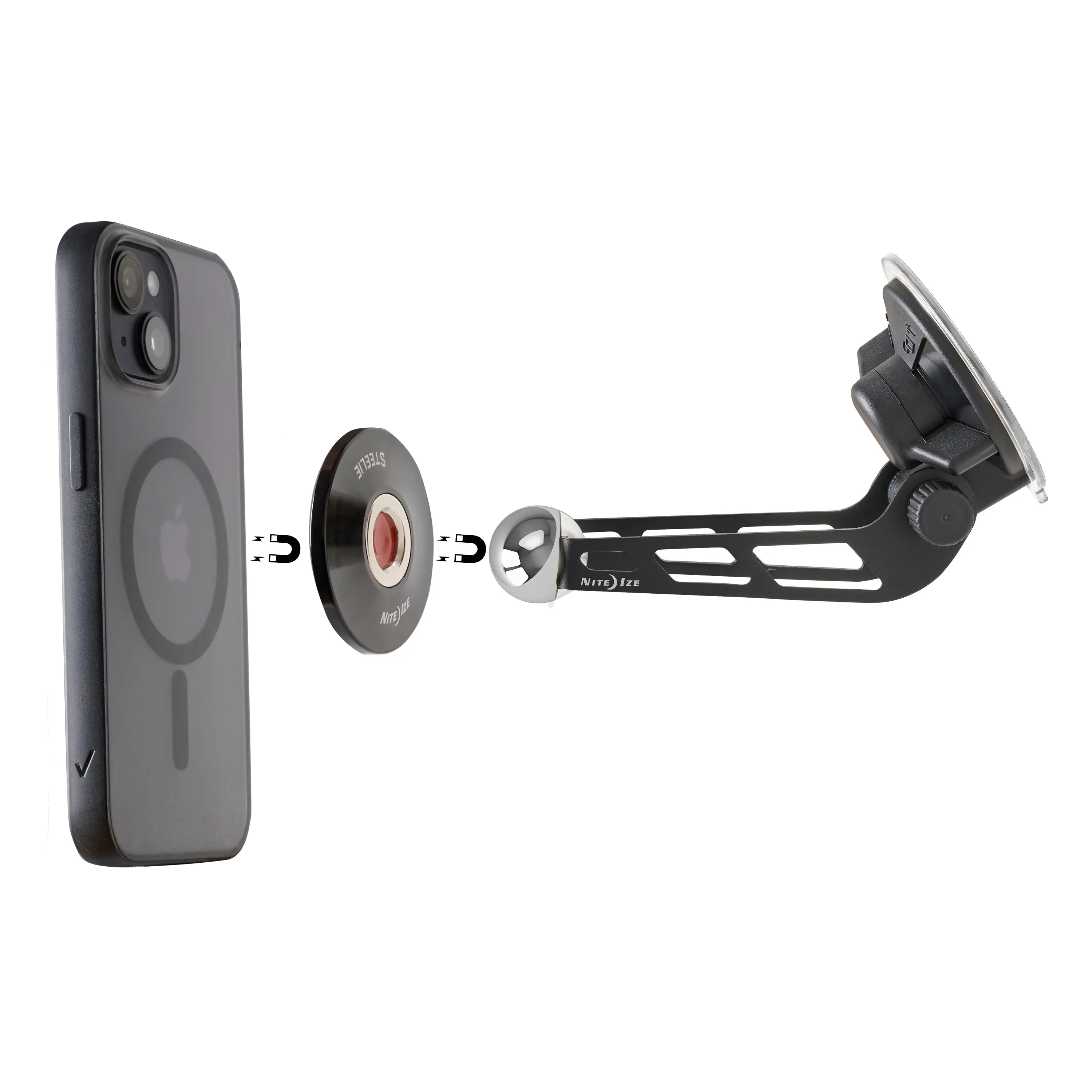 Steelie® Orbiter® Plus Windshield Kit - Magnetic Phone Suction Mount, Circular MagSafe Attachment Holder, Cell Phone Mount for iPhone MagSafe