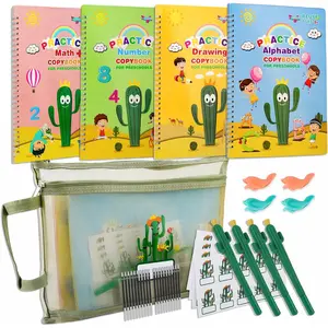 Grooved Handwriting Book Practice, Magic Copybooks for   Handwriting Practice Set,  Calligraphy Workbook with a Storage Bag for Easy Use(Large Size)