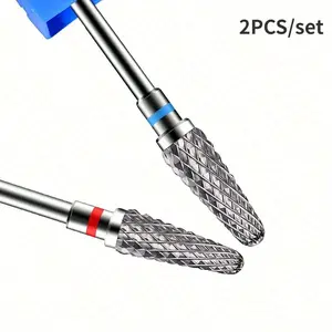 2pcs Nail Drill Bits For Acrylic Nails, 3/32" Shank Drill Bits For Nails Professional Electric Nail Drill Bits For Home Salon/Fine+Medium Nail Bits - Umbrella Manicure Smooth Cutics Multicolor
