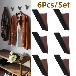 Pack of 6/3 Wall Coat Hook Racks,Black Walnut Wood Metal Decorative Hat Hooks for Hanging Coats,Hat Hangers for Wall,Home Supplies Wooden Installation