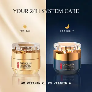 QINGLIN Day & Night Routine | Vit-C Brightening Cream (1.7oz) & Retinol Peptide Care (1.7oz) for Ultimate Glow