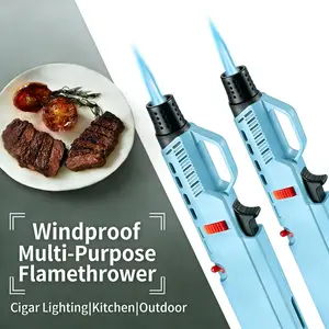 Jet Torch Lighters - Windproof, Adjustable Blue Flame - Refillable Butane - for Bbq, Camping & Kitchen - Gift Box Included (Butane Not Included)