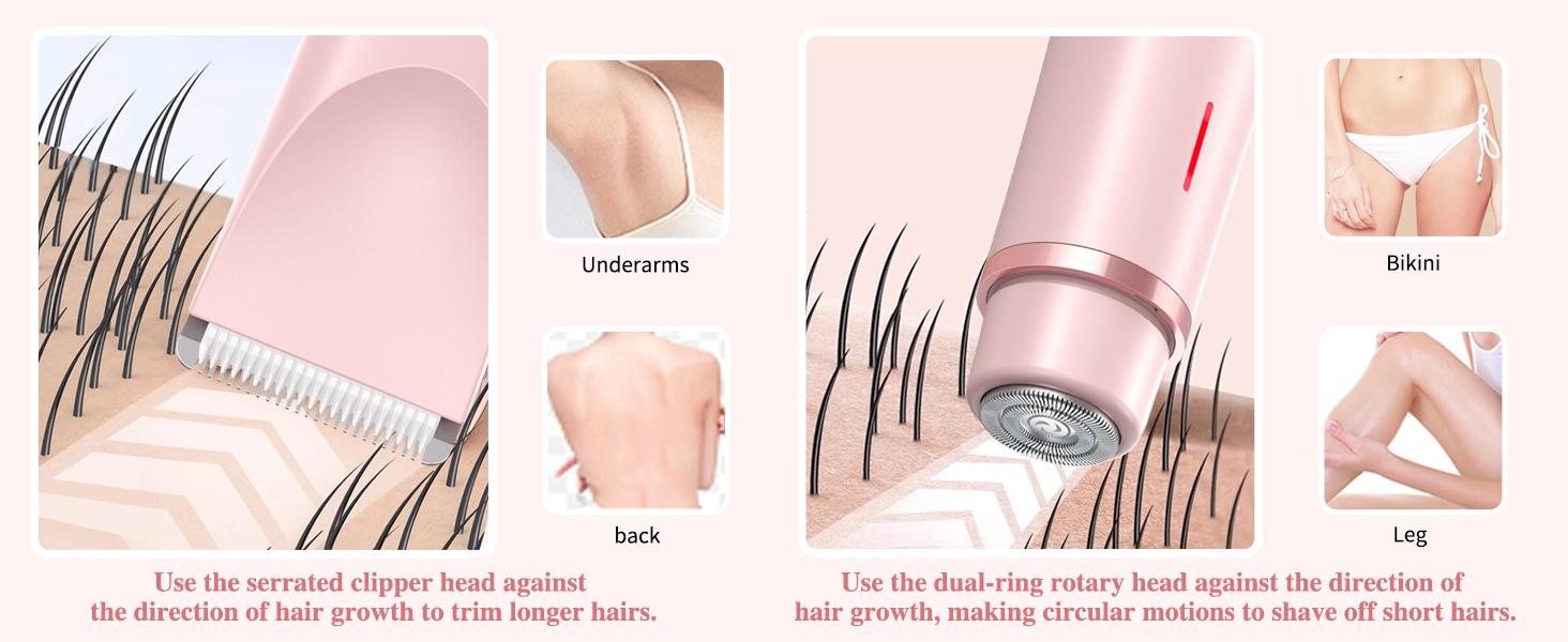 Electric Bikini Trimmer, 2-in-1 Body and Facial Hair Removal Dual-Head Electric Shaver, Waterproof USB Rechargeable Cordless Hair Trimmer for Women, Portable Hair Trimmer, Multifunctional Festival Gift razor
