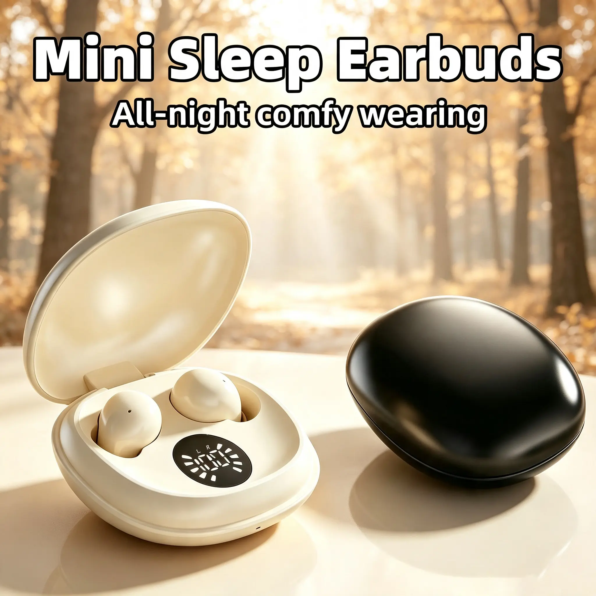 Ultra-Mini Wireless Sleep Bluetooth Earbuds - Skin-Friendly Silicone Layer, No Overnight Soreness/Side-Sleeper Pressure, Full-Bodied Surround Stereo, Touch Control, Ideal for Night Sleep & Daily Commuting