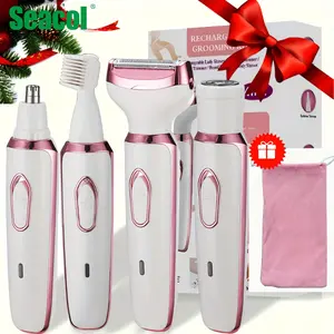 4in1 Women's Electric Hair Remover Multifunctional Women's Electric Shaver Trimmer Set Bikini Line Trimmer for Women USB Rechargeable for Eyebrows, Nose, Face Legs Hair Removal Portable Gentle Perfect Gift for Women