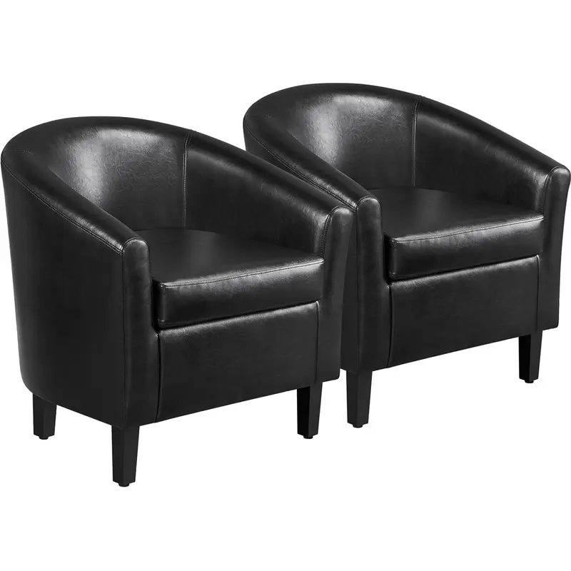 Yaheetech Faux Leather Accent Club Chair - Artificial Leather Barrel Arm Chair, Foam Fill Cushions for Every Day Sitting, 19" Wide Seat for Unwinding, Adjustable Pads, Water-Resist Coat for Living Room Bedroom
