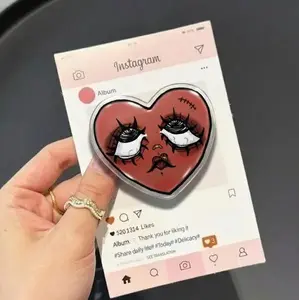 Grieving Heart with MagSafe Phone Grip, Horror Aesthetic Magnetic Phone Holder, Kawaii Scary Fan Gift , Kindle Accessories sticky Baby mount Library Card Flower-Shaped Multi-Functional Stand Universal Car Spooky Bat Adjustable