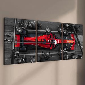 formula car pattern canvas painting with wooden frame, 3 counts/set modern art wall decor, canvas art car posters, artistic wall art for home living room bedroom office wall art painting, ornament, decoration