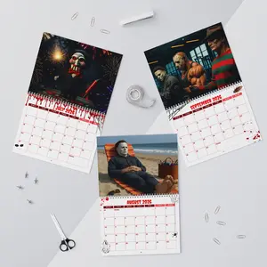 2026 Horror Icons Wall Calendar A Year of Terror Awaits Scary Iconic Monthly Halloween Gothic Wall Art Creepy Home Decor Monster