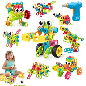 195pcs Educational STEM Toys, Building Blocks Toys for Kids, Building Toys Sets for Kids Creative Activities Games with Storage Box