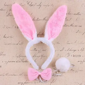 Rabbit Ears Headband Tail Tie Set, Festival Costume Props, Sexy Cute Bunny Girl Role Play Accessories, Party Cosplay Gear, Party Supplies