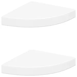 vidaXL Wall Corner Shelves 2 Pcs, Floating Corner Shelf, Display Shelf, Wall Mounted Shelf for Book DVD CD Photo Frame, Modern Style, White MDF 323896