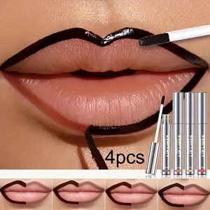 4-Color Matte Peel-Off Lip Liner: Long-lasting color, smudge-proof lip tattoo effect, and resistant to water and sweat. Moisturizing and nourishing, it resists fading and does not transfer onto cups. Suitable for all light beige skin tones