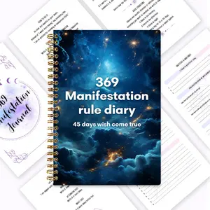 369 Law Wish Journal, Spiritual Growth Planner, 45-Day Manifestation Schedule Book, Law of Attraction Guided Notebook. Featuring a deep cosmic nebula cover and a 100-page design, it includes step-by-step 369 manifestation guidance and three daily writing