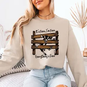 Funny Goat Sweatshirt Everything Is Fine Farm Crewneck