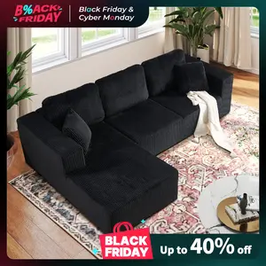 [HolidayHaul][2 Packages Shipping] Boneless Memory Foam Sectional Sofa, Corduroy Sectional Couches for Living Room, Oversized Comfy Modular Compression Cloud Sleeper Sofa with Deep Seat, No Assembly Required