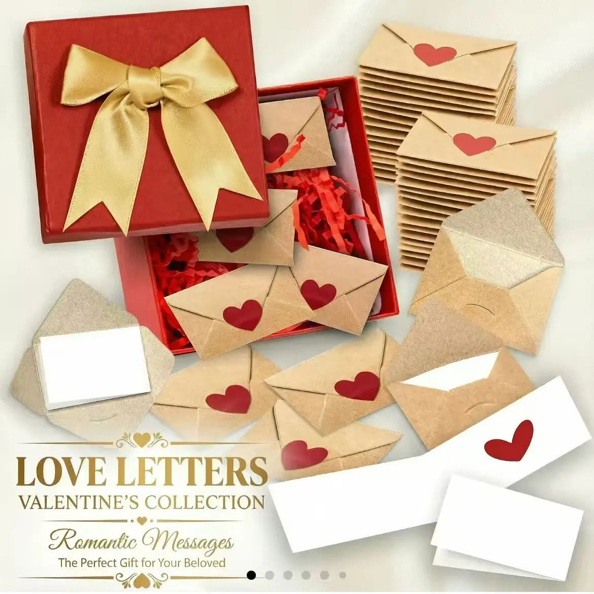 Boxed Set of 30 Love Notes, Love Letters with Pre-Written Messages, Romantic Messages and Blank Cards, Love Greeting Cards, Greeting Cards Assortment Box, Mini Envelopes for Valentine's Day, Anniversaries, Long-Distance Gifts, Anniversary Card