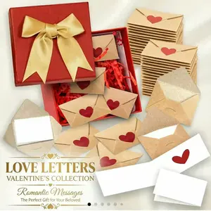 Boxed Set of 30 Love Notes with Pre-Written Messages and Blank Cards, Mini Envelopes, Miniature Cards for Valentine's Day, Anniversaries, Long-Distance Gifts