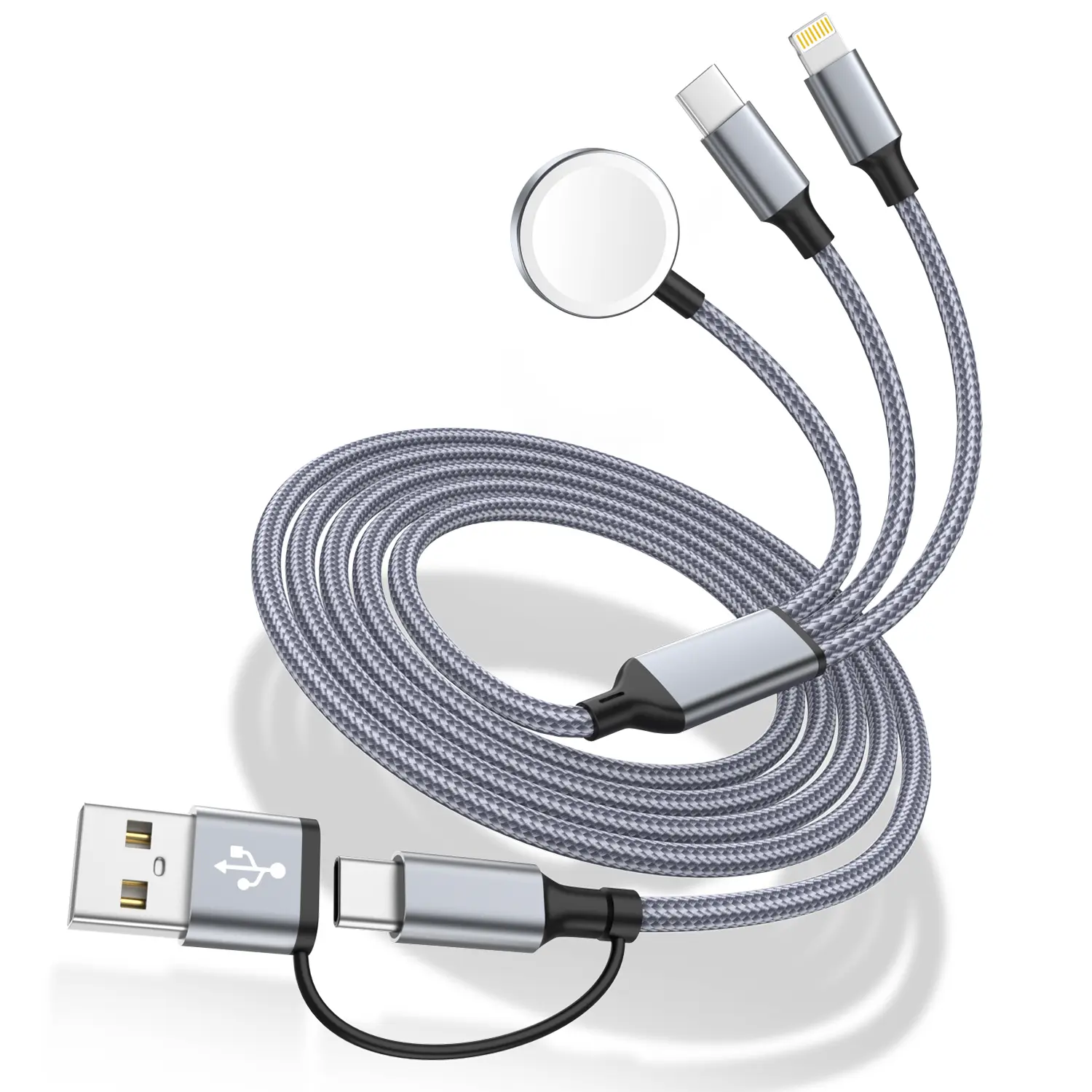 3 in 1 Magnetic Charging Cable 100W Fast Charge Nylon Braided Compatible with iWatch,iPhone,Type C #TikTokMadeMeBuyIt
